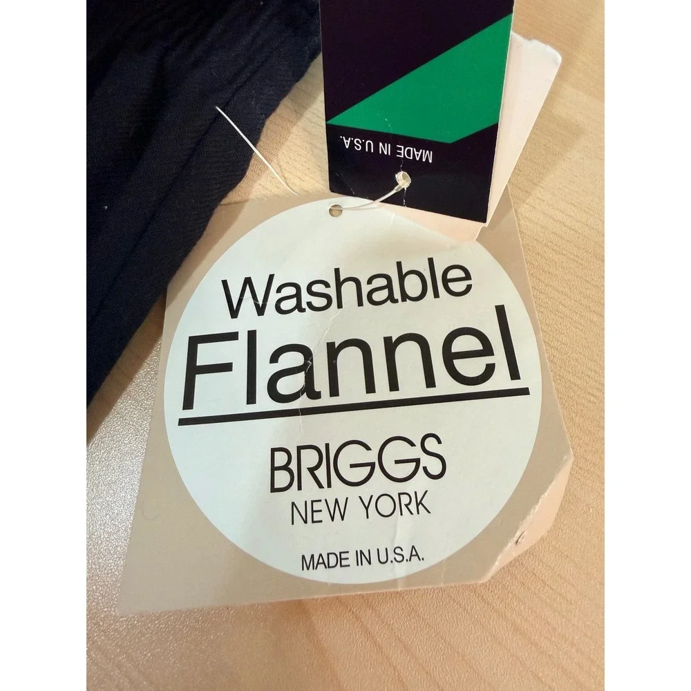 Briggs New York Washable Flannel Pants Black Elastic Waist Trousers 12 807-611